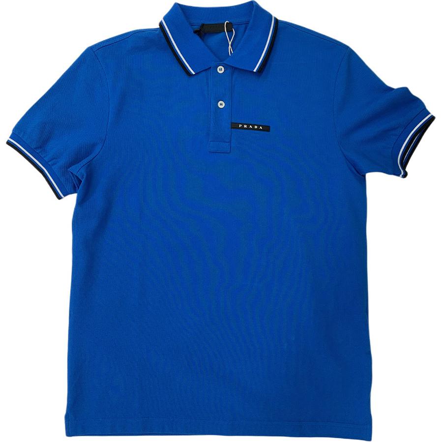 Мужская рубашка-поло Prada Stripe Polo (синяя)