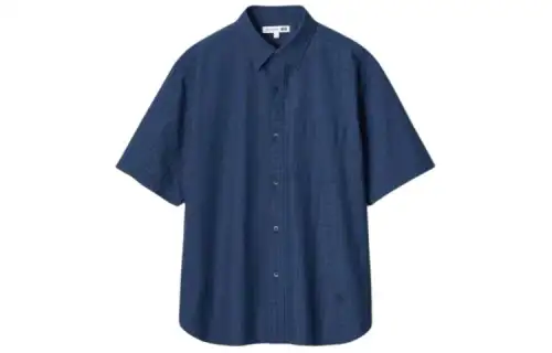 UNIQLO UNIQLO x JWANDERSON joint model UNIQLO JW Anderson joint series SS24 plaid seersucker chest pocket short-sleeved shirt men's navy blue