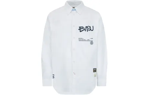 EVISU Shirts Men's White Lapel Moderate Shirt
