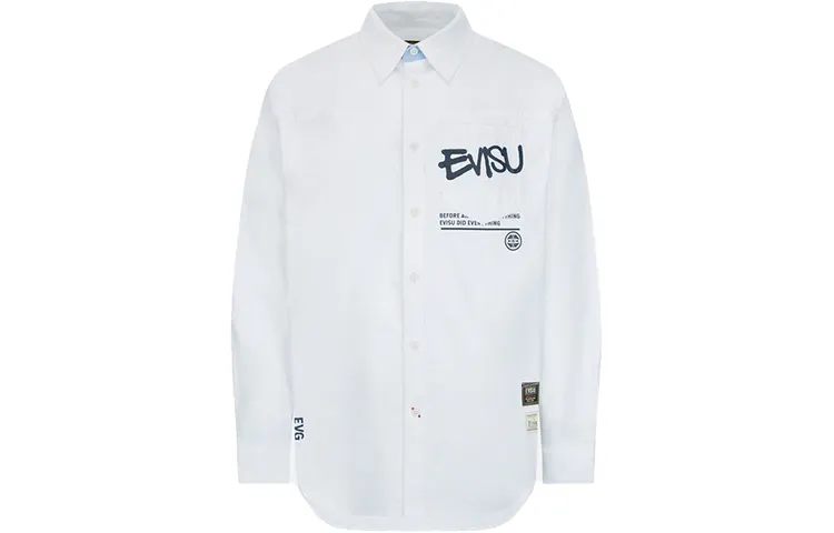 EVISU Shirts Men's White Lapel Moderate Shirt