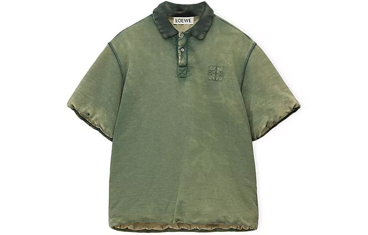 LOEWE Polo Shirts Men's Green Polo Collar Moderate Straight Fit