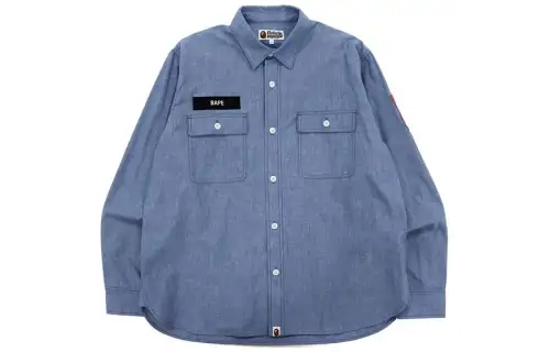 A BATHING APE Shirts Men's Blue Lapel Moderate Other