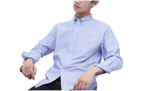 UNIQLO Shirts Men's 65 Royal Blue Pointed Collar Moderate Shirt