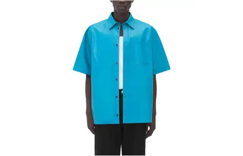 Bottega Veneta Shirts Men's Blue Lapel Moderate Other
