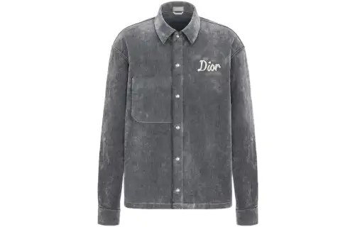 DIOR Quarterly New Products Shirts Men's Gray Lapel Moderate Denim