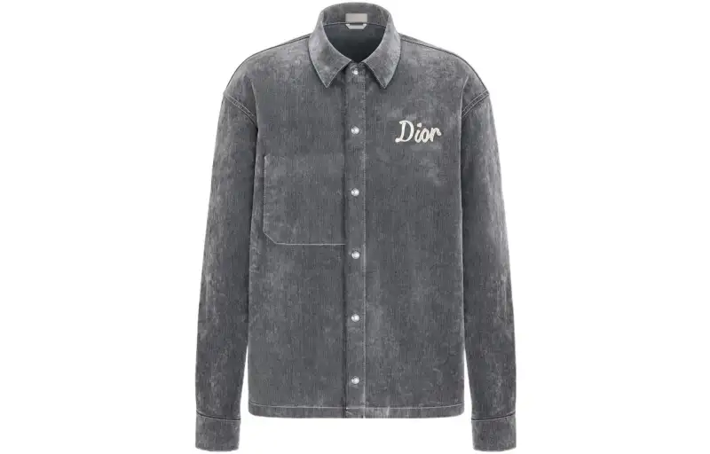 DIOR Quarterly New Products Shirts Men's Gray Lapel Moderate Denim