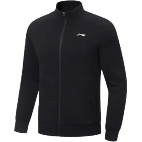 Li Ning Sweatshirts Men's Black Stand Collar Thickened Cardigan