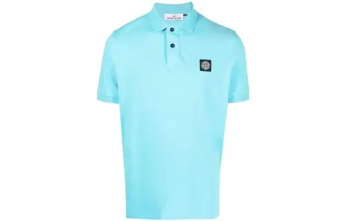 STONE ISLAND Logo-patch Short-sleeved Polo Shirt