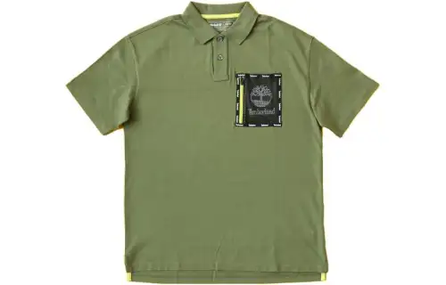 Timberland Polo Shirts Men's Green Polo Collar Moderate Straight Fit