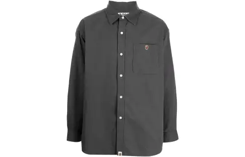 A BATHING APE Shirts Men's Gray Lapel Moderate Other