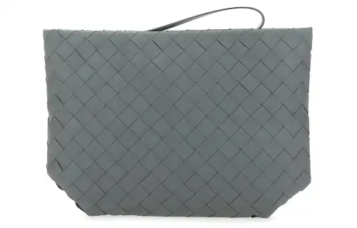 Bottega Veneta Leather Belt Clutch Unisex Gray