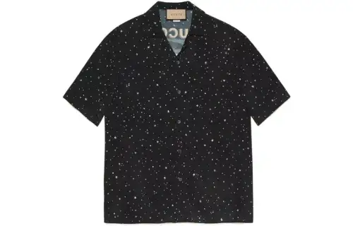 GUCCI Shirts Men's Black Polo Collar Moderate