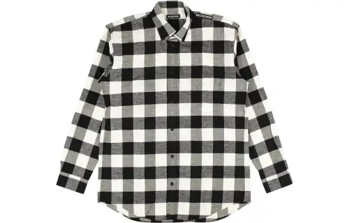 Balenciaga Twill Check Button Down Shirt
