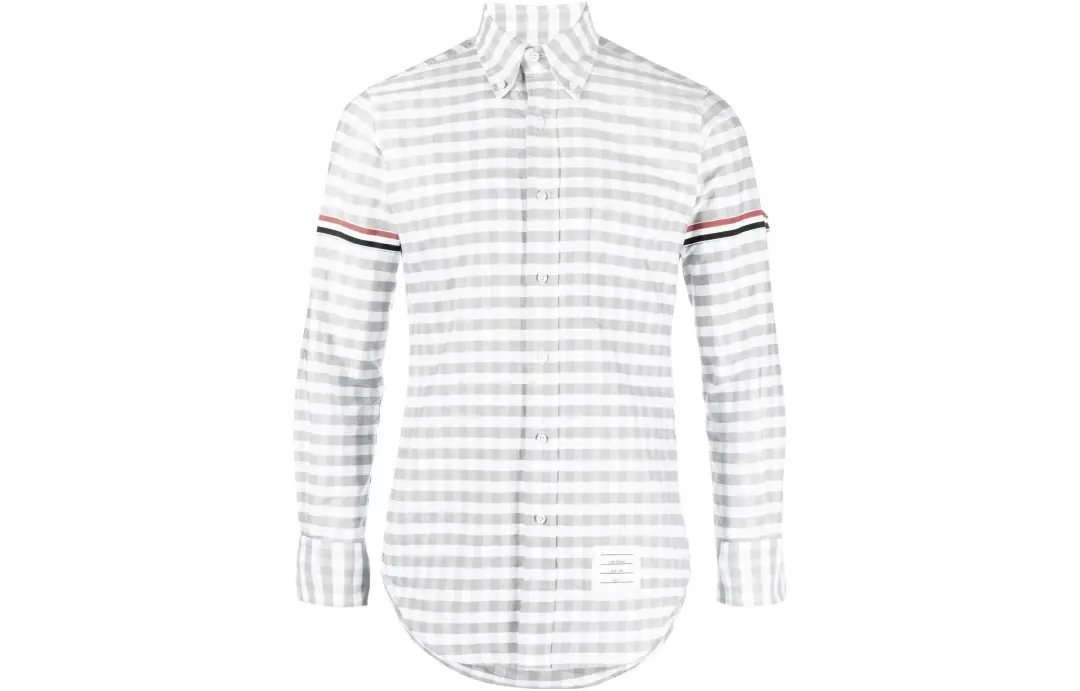 THOM BROWNE RWB Striped Gingham Buttoned Shirt
