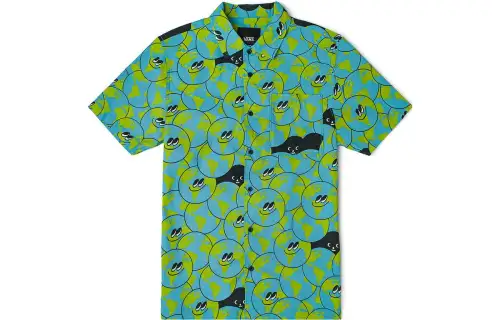 Vans X TYAKASHA Vans X TYAKASHA Shirts Unisex Green Lapel Moderate Straight Fit