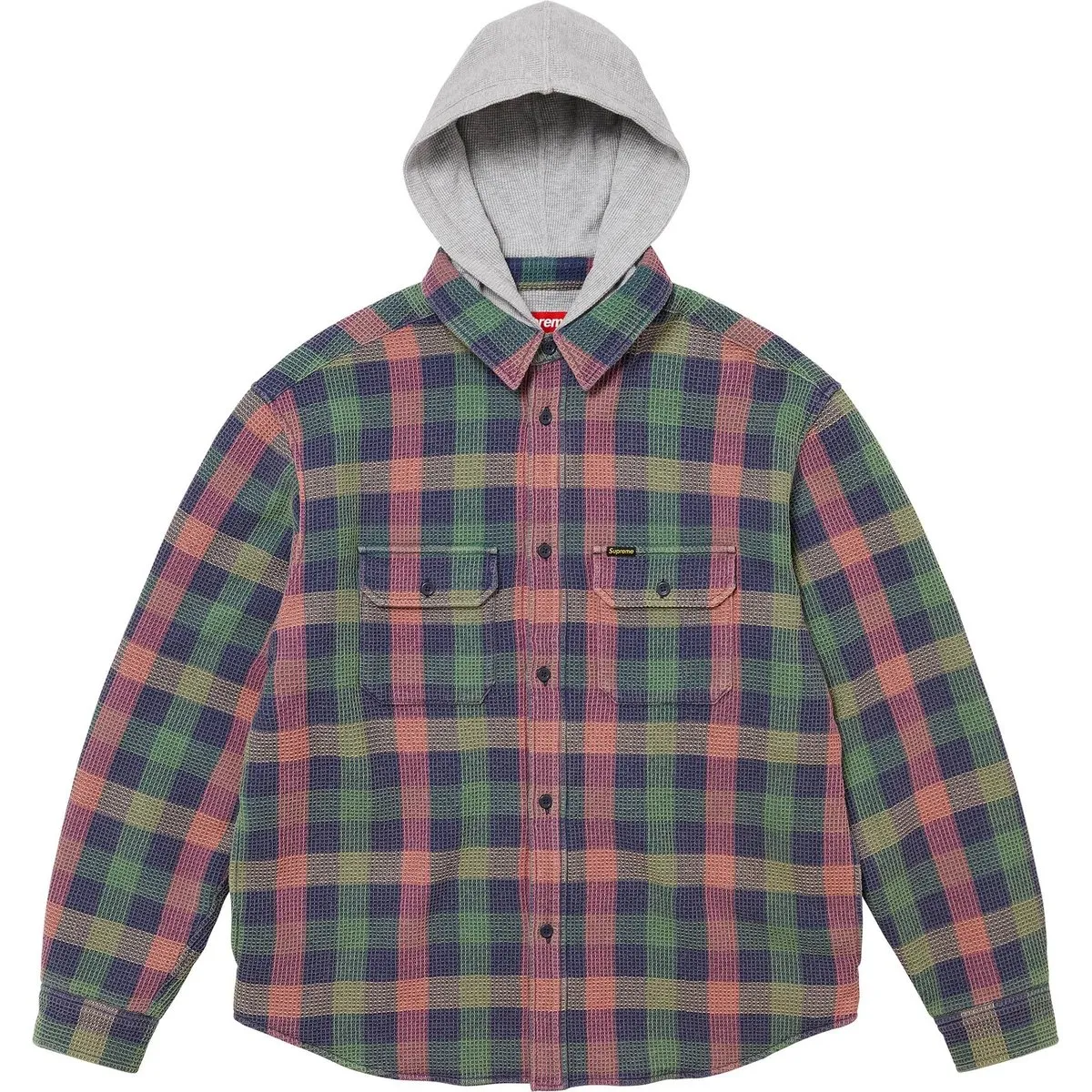 Supreme Waffle Plaid Hooded Shirt