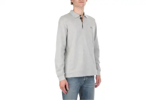 Burberry Polo Shirts Men's Gray Polo Collar Moderate Straight Fit