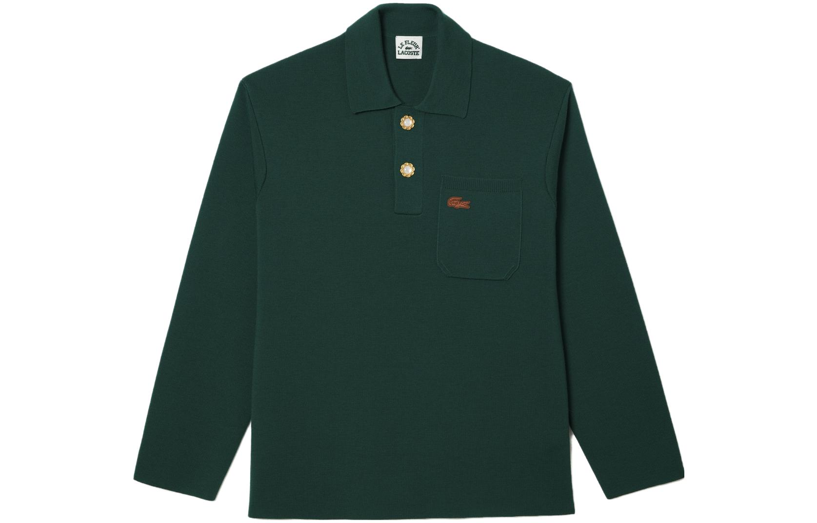 Мужская футболка-поло LACOSTE x le FLEUR (зеленая)
