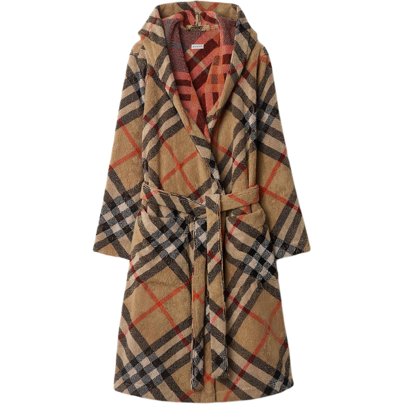 Burberry Burberry SS25 Checked Cotton Robe Bathrobe Women's Brown