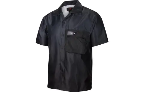 Jordan 23 Engineered Shirts Men's Black Lapel Moderate Straight Fit