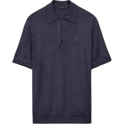 PRADA Polo Shirts Men's Blue Polo Collar Moderate Straight Fit