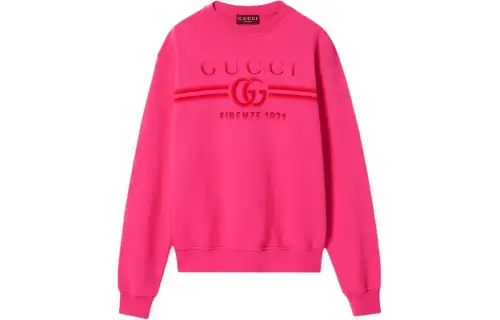 GUCCI Sweatshirts Men's Fuchsia Crew Neck Moderate Regular