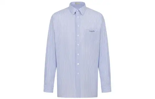 DIOR Shirts Men's Blue Pointed Collar Moderate Shirt