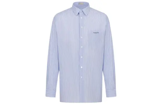 DIOR Shirts Men's Blue Pointed Collar Moderate Shirt