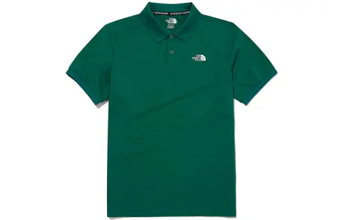 THE NORTH FACE Polo Shirts Men's Green Polo Collar Moderate Straight Fit