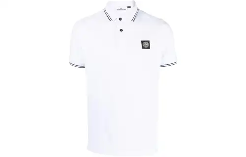 Stone Island stripe-trim piqué polo shirt