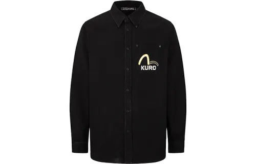 EVISU Shirts Men's Black Lapel Moderate Straight Fit