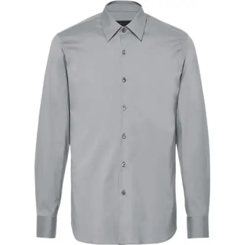 PRADA Shirts Men's Silver Lapel Moderate