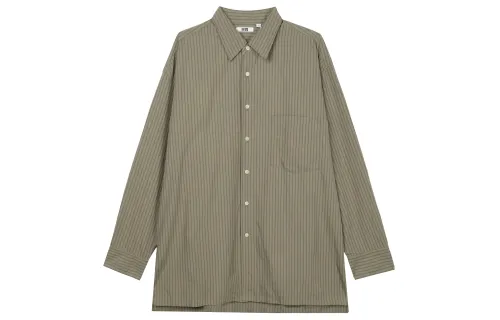 UNIQLO Shirts Men's Olive Green Lapel Moderate Other