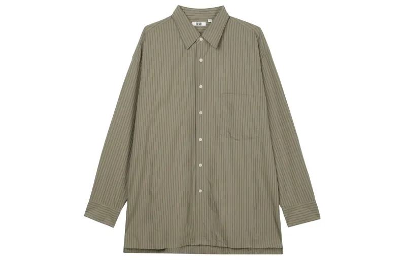 UNIQLO Shirts Men's Olive Green Lapel Moderate Other