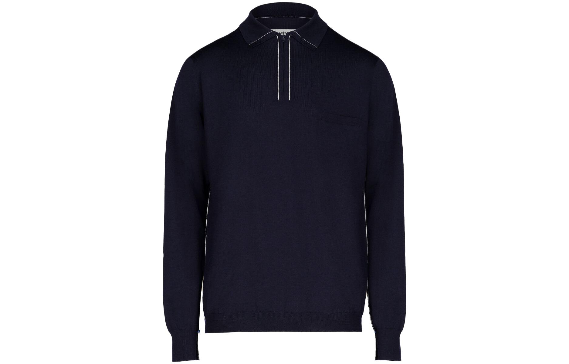 Maison Margiela Polo Shirts Men's Navy Polo Collar Moderate Straight Fit
