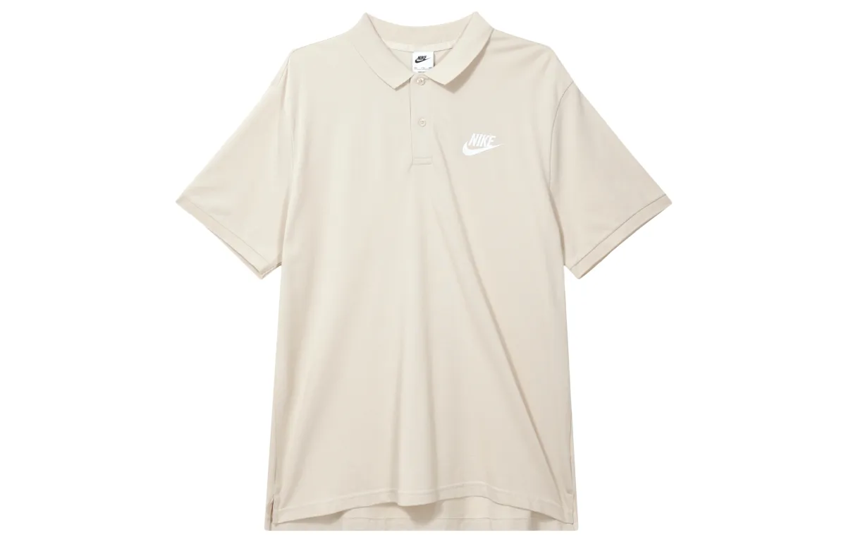 Nike Polo Shirts Men's Beige Polo Collar Moderate Straight Fit