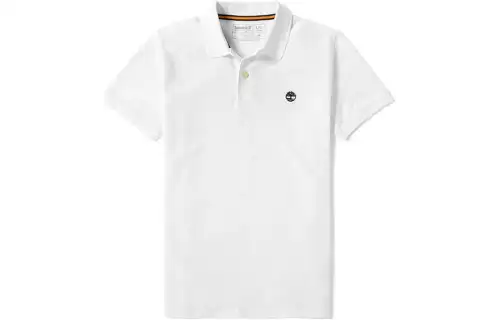 Timberland Polo Shirts Men's White Polo Collar Moderate Straight Fit