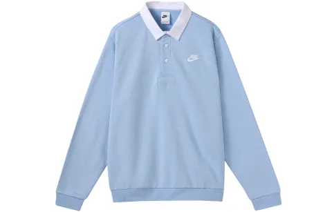 Nike Club Fleece Hoodie Polo Shirt Blue