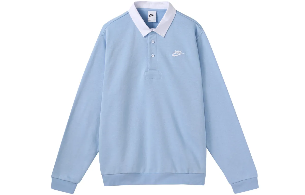 Nike Club Fleece Hoodie Polo Shirt Blue