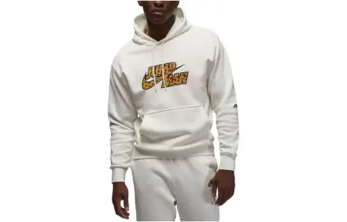 Jordan Flight Sweatshirts Men's White Hooded Moderate Regular