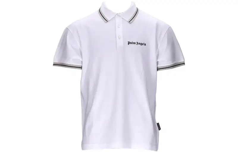 PALM ANGELS Polo Shirts Men's White Polo Collar Moderate Other