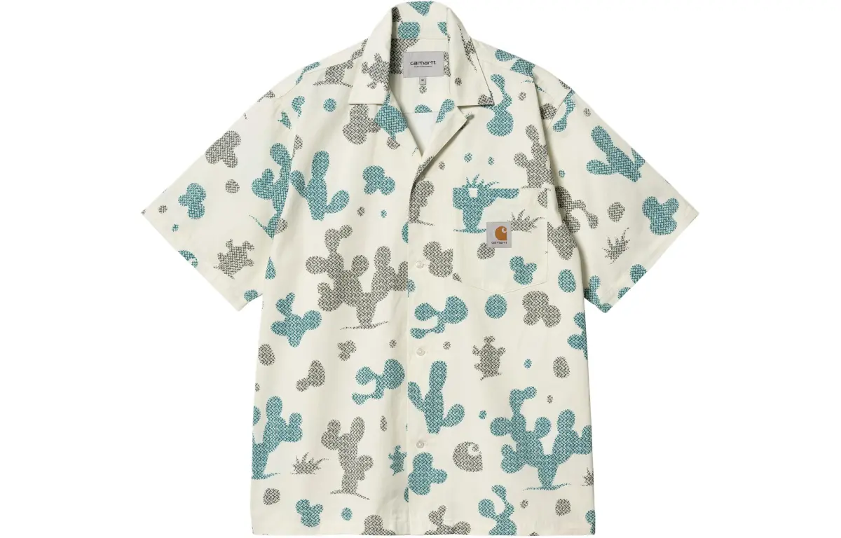 Carhartt WIP SS24 Garment Dyed Collection S/S Opus Shirt Men's Wax White