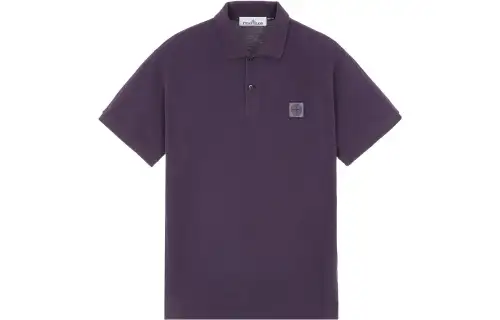 STONE ISLAND Polo Shirts Men's Dark Purple Polo Collar Moderate Straight Fit