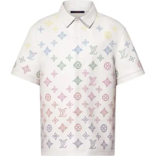 LOUIS VUITTON Monogram Flower Perforated Leather Polo Shirt