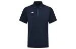 Li Ning Polo Shirts Men's Ink Blue Polo Collar Moderate Straight Fit