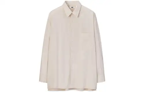 UNIQLO Shirts Men's Light Beige Lapel Moderate Shirt