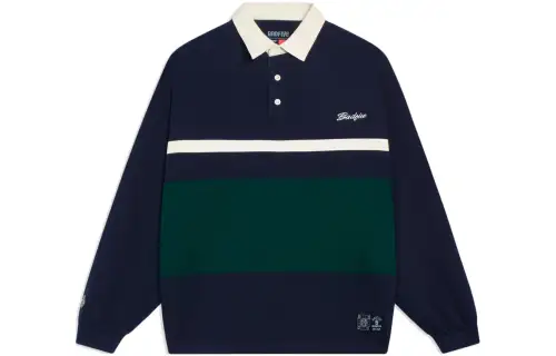Li Ning Polo Shirt Men's Deep Mysterious Blue And Lush Green