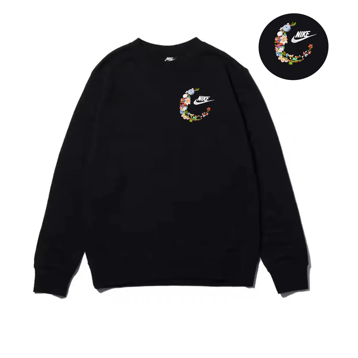 Nike Sweatshirts Unisex Black Crew Neck Moderate Straight Fit