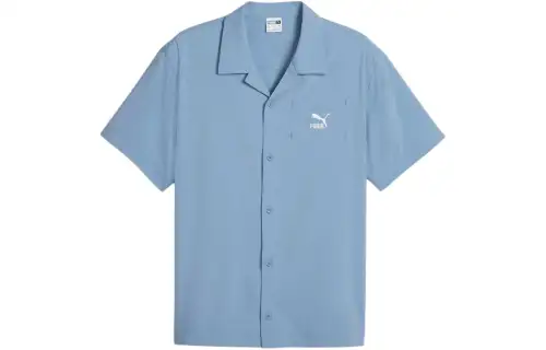 PUMA Shirts Men's Blue Cuban Collar Moderate Other