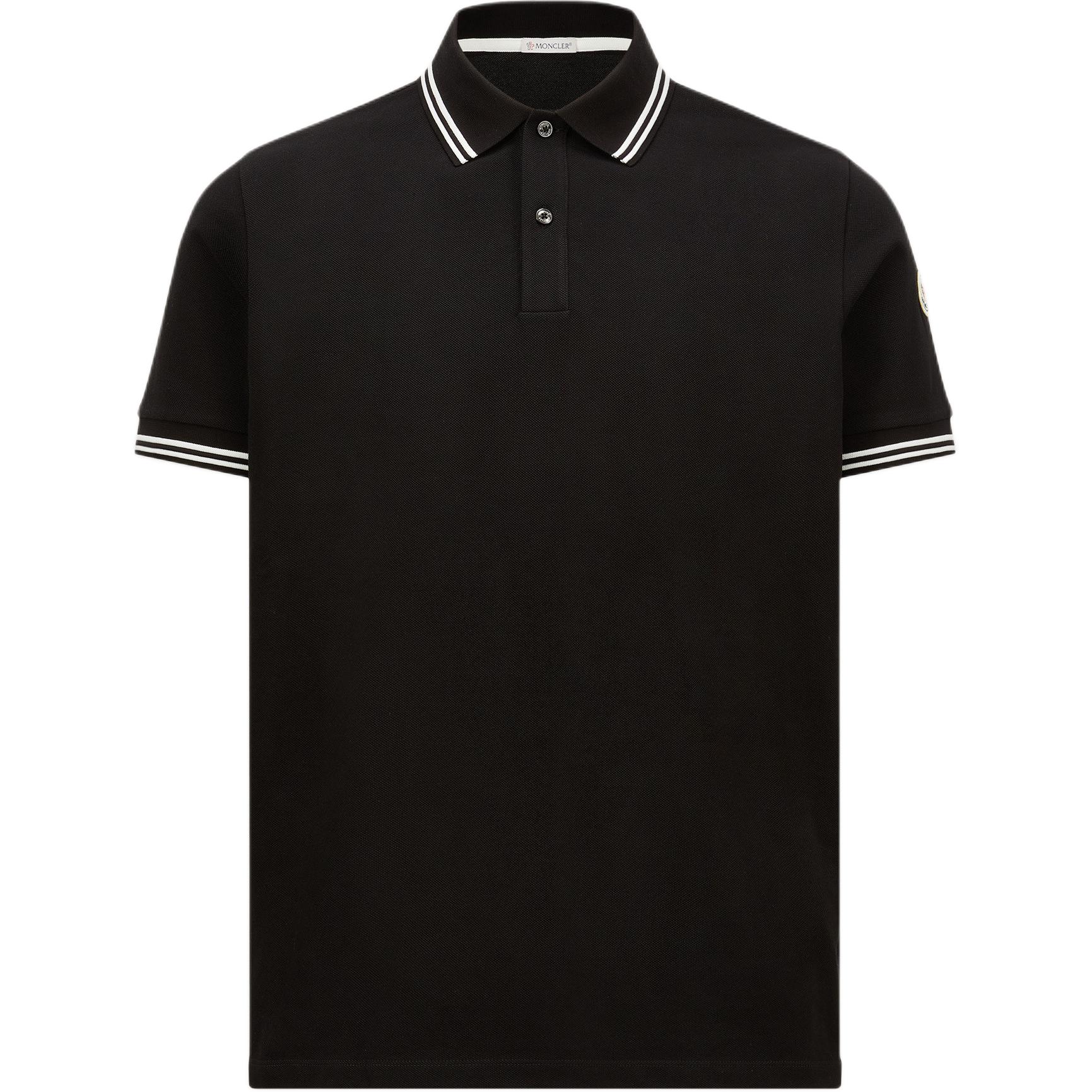 Мужское поло Moncler SS25 Striped Trim (черное)